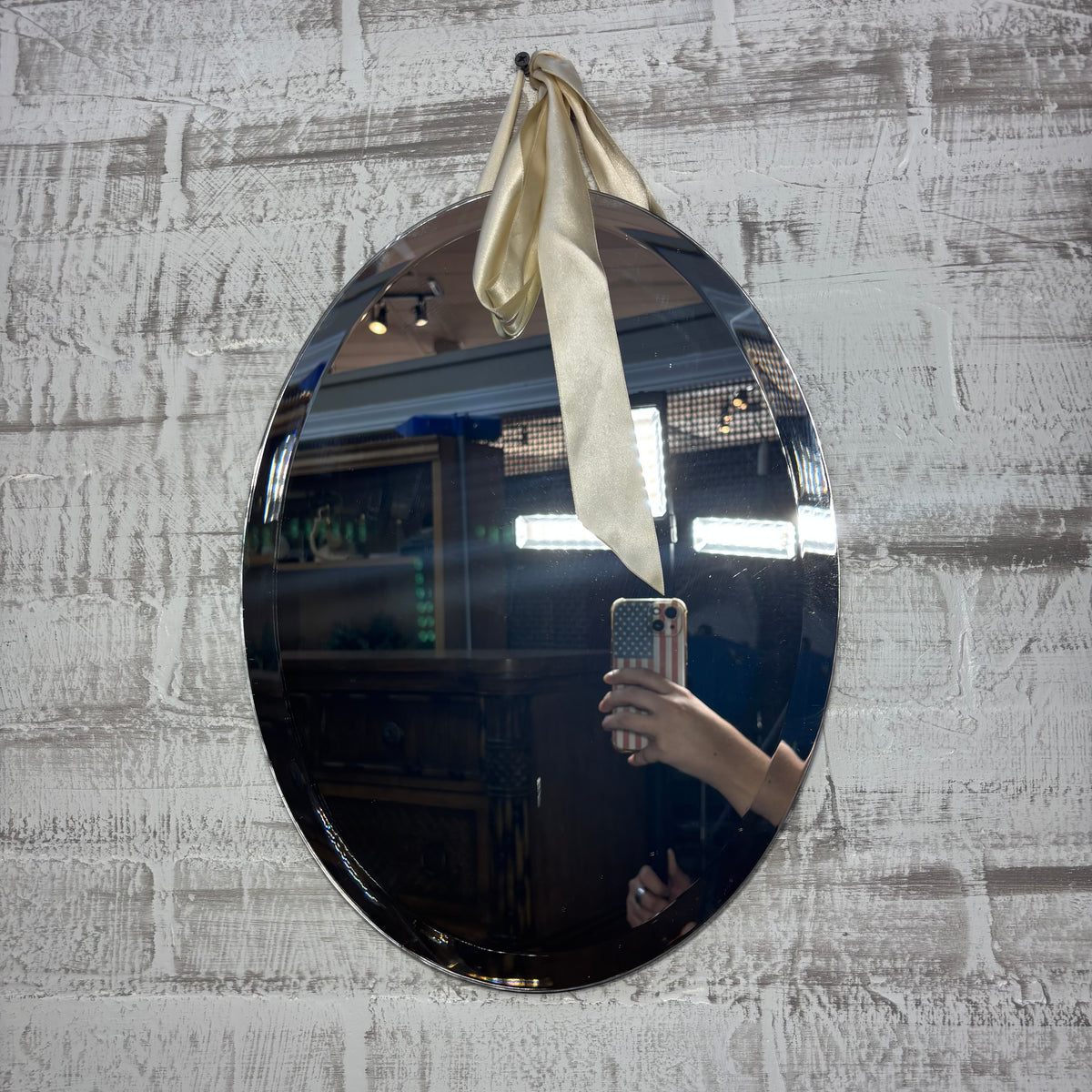 Oval Frameless Hanging Mirror