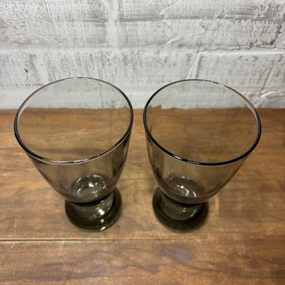 Mid Century Libbey Smoke Gray Pilsner Glasses Set Of 2