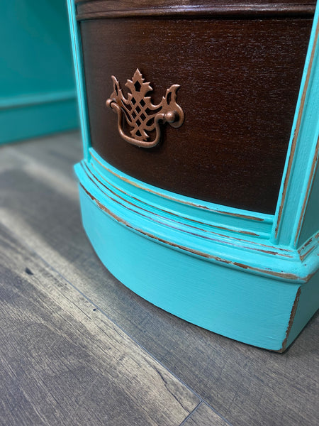 Antique Teal & Dark Wood Desk