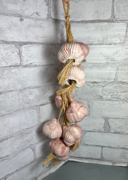 Vintage Braided Rope Hanging Ceramic Garlic Bulbs
