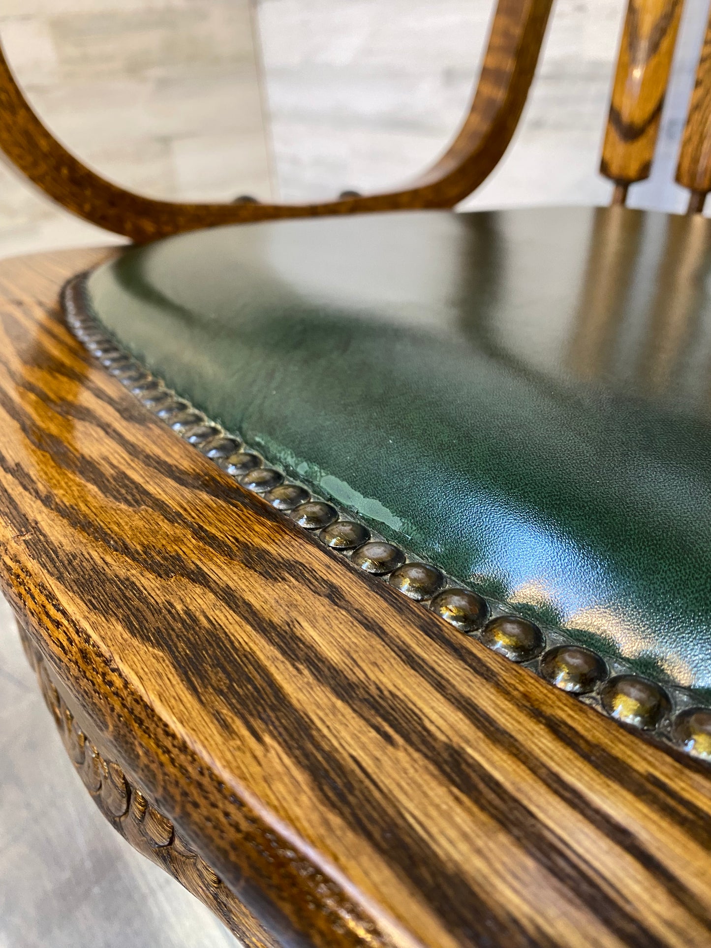 Antique Oak Rolling Office Desk Chair