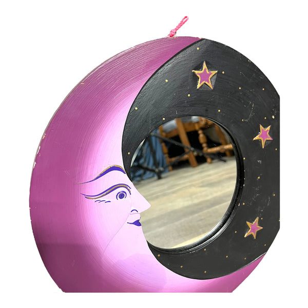 Wooden Purple Moon And Stars Mirror