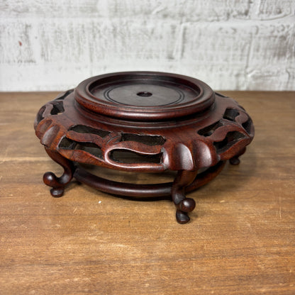 Vintage Chinese Wood Base Footed Stand