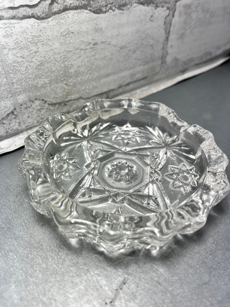 Vintage Anchor Hocking Star Of David Round Clear Glass Ashtray