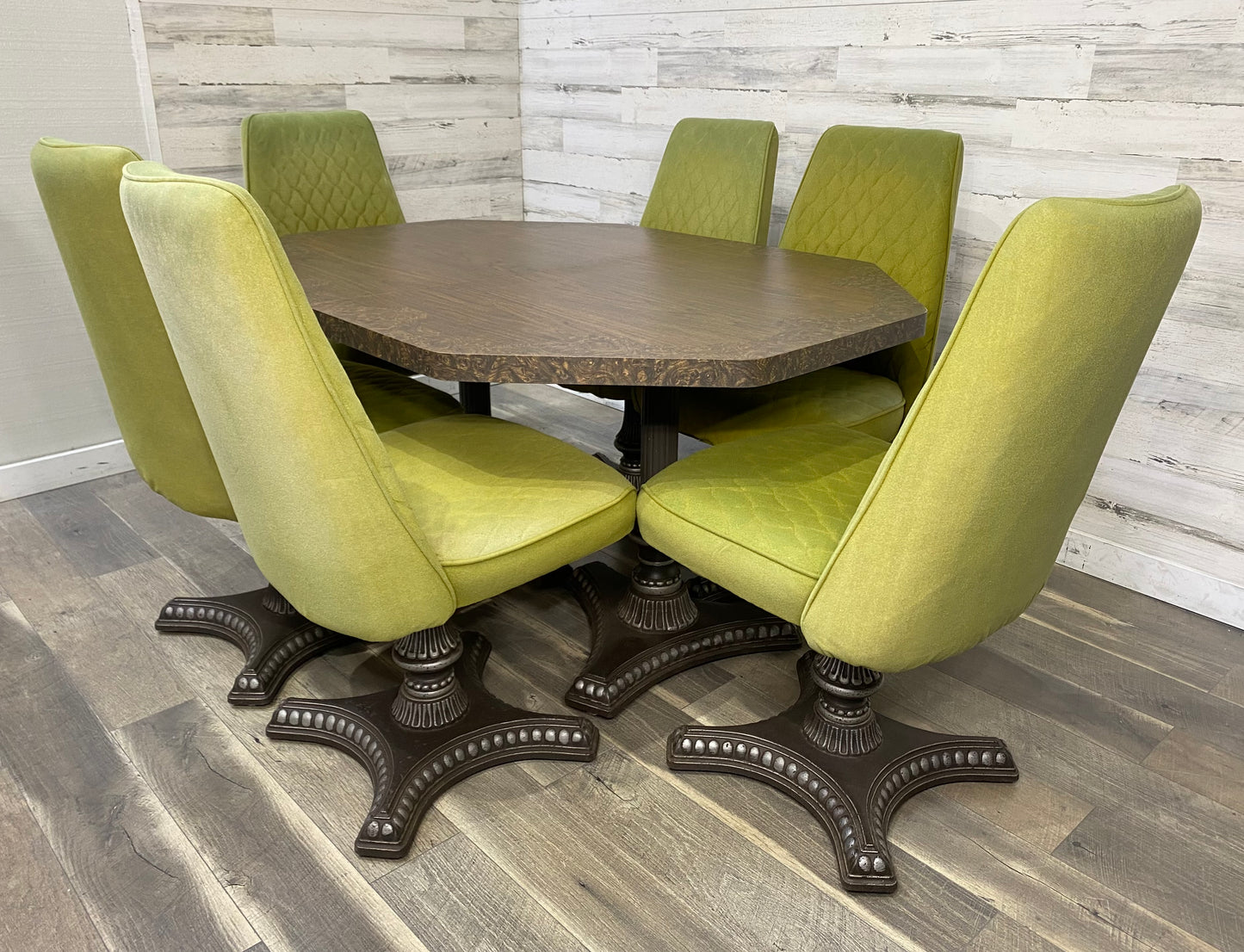 Mid Century Dining Set Green Chairs MetalCraft