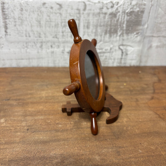 Vintage Nautical Wooden Ship Steering Wheel Frame