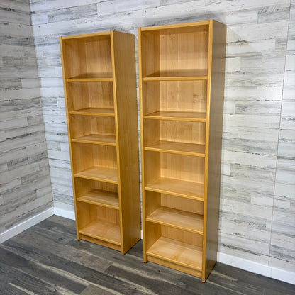 Set Of 2 Mid Century Danish Blonde Wood Bookshelves