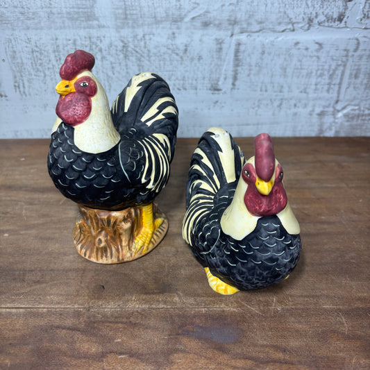Vintage Sakura Kimble Hand Painted Chicken/ Rooster Salt & Pepper Shaker Set