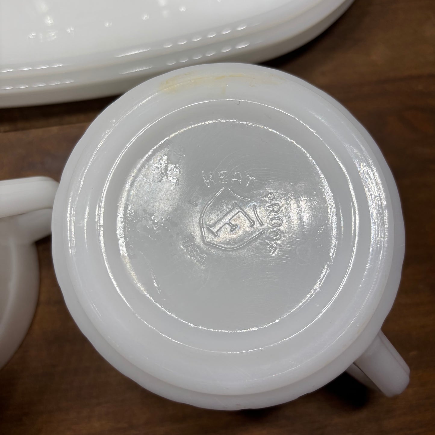 Vintage Federal Glass Heat Proof Milk Glass Snack Sets