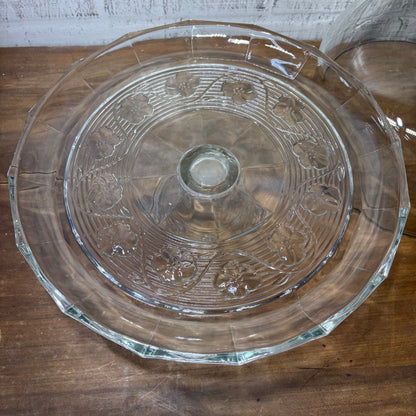 Vintage Anchor Hocking Avalon Footed 2pc Glass Cake Stand with Dome