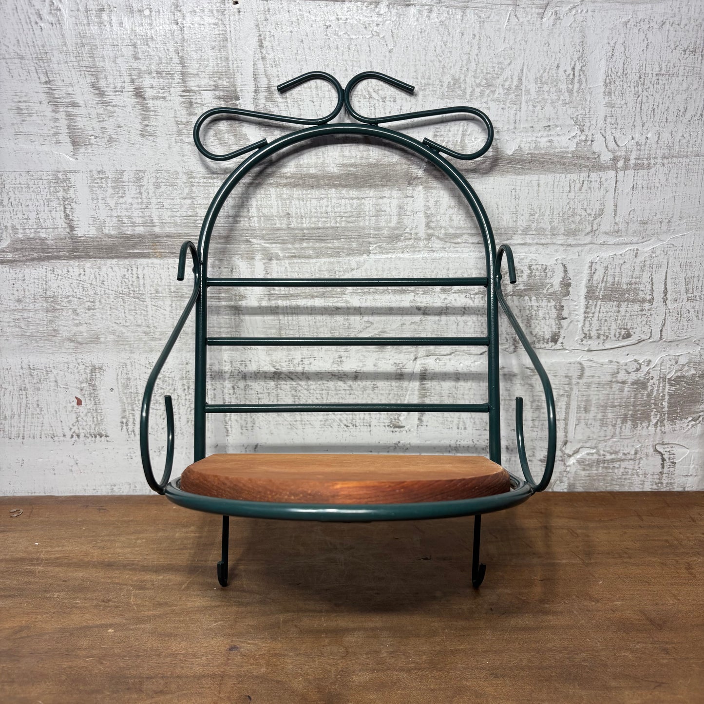 Vintage Green Wire & Wood Shelf