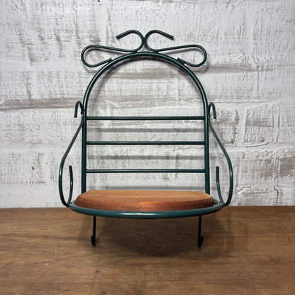 Vintage Green Wire & Wood Shelf