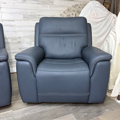 Leather Flexsteel “Sawyer” Power Reclining Sofa & Chair Set
