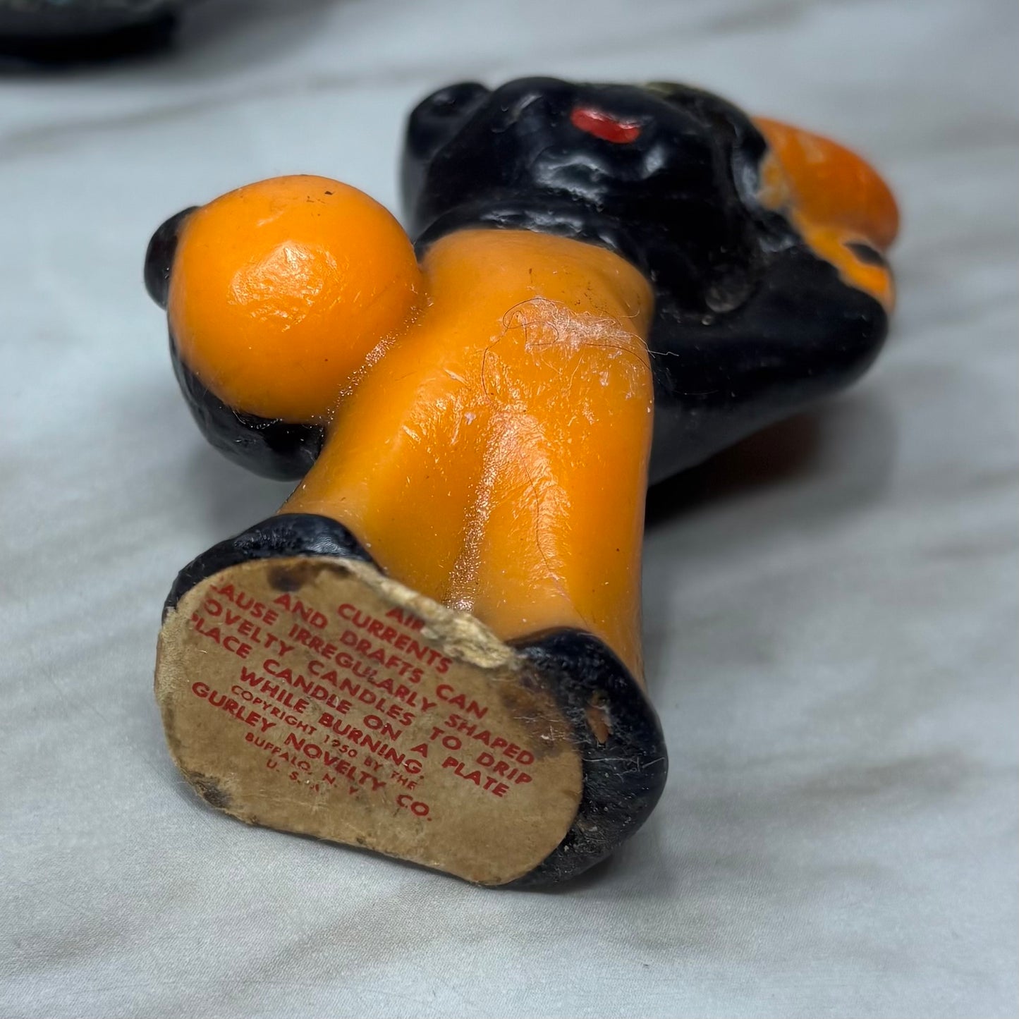 Vintage Gurley Black Cat W/ Pumpkin Halloween Candle