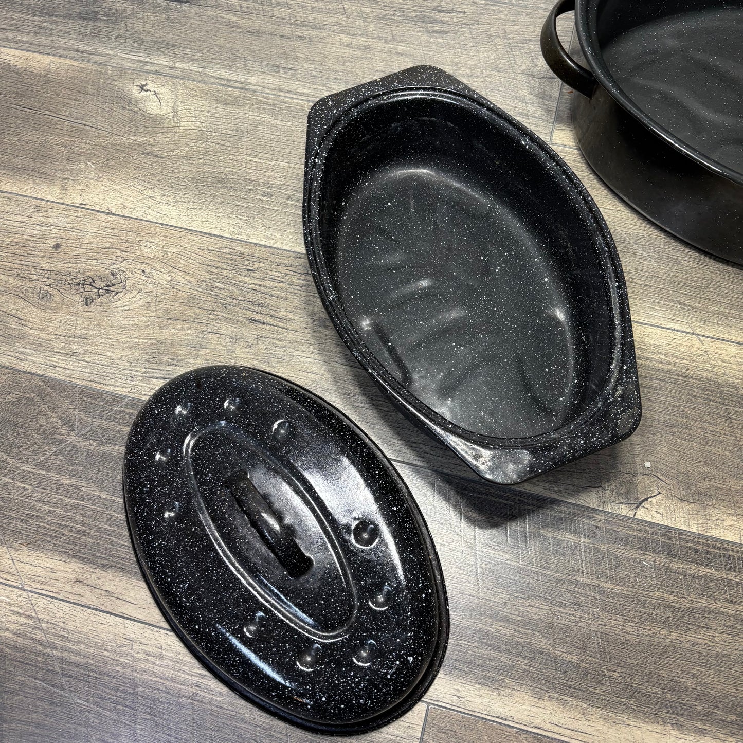 Speckled Enameled Ware Oven Roaster Set Of 3