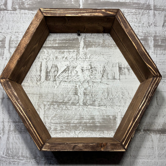 Rustic Hexagon Floating Shelf