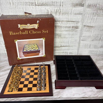 Vintage Merkury Gaming Baseball Chess Set with Wooden Storage Box