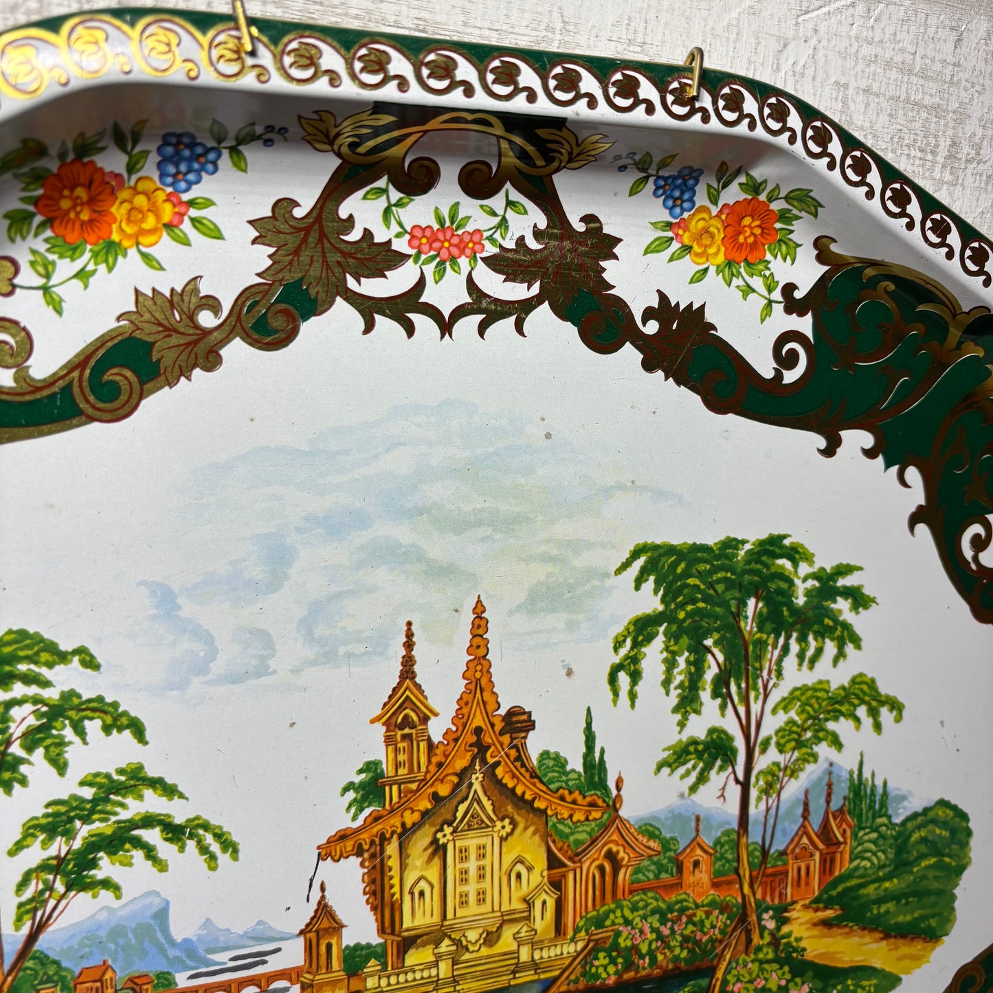 Vintage Daher Decorated Enameled Tray / Plate