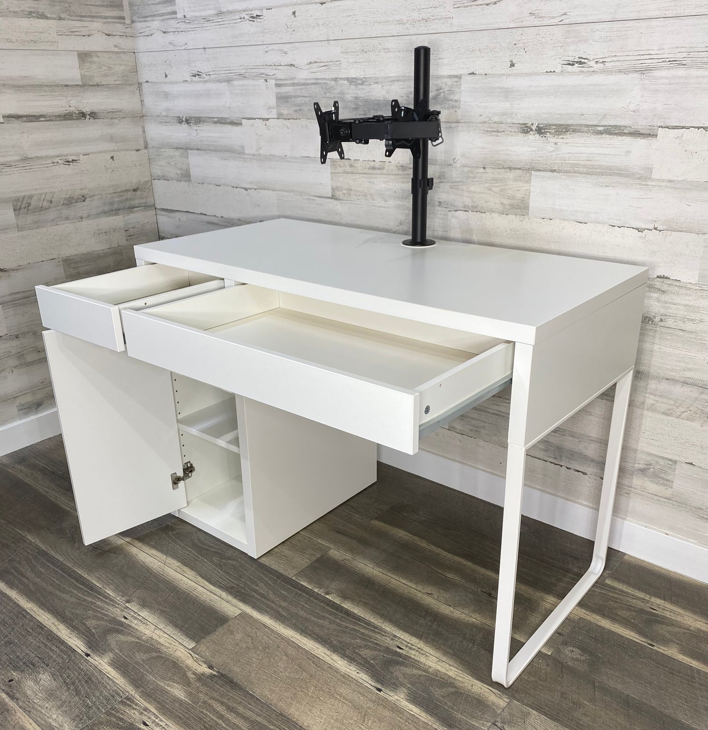 IKEA MICKE Desk with Dual Monitor Stand