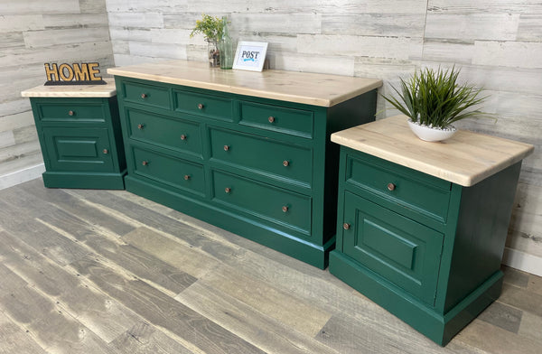 Dark Green Dresser & Nightstand Set