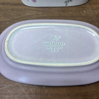 Vintage Pfaltzgraff Cape May Butter Dish, Creamer Pitcher, Covered Sugar Bowl Set