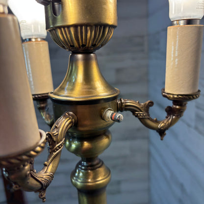 Vintage Four Light Torchiere Milk Glass Floor Lamp