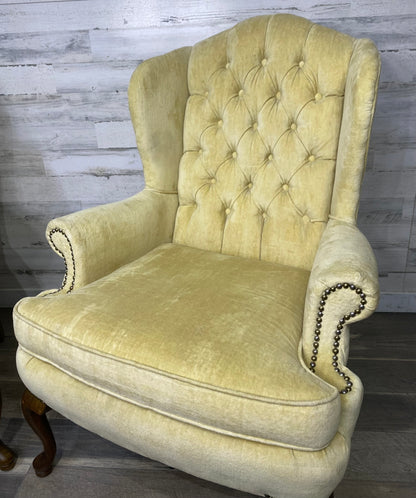 Set Of 2 Wingback Yellow Chairs