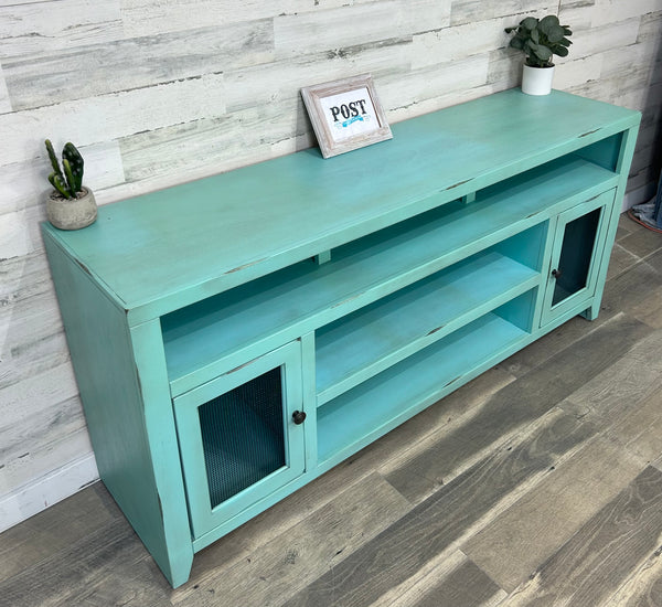 Large Rustic Teal Tv Stand