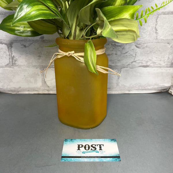 Frosted Yellow Vase W/ Faux Plants