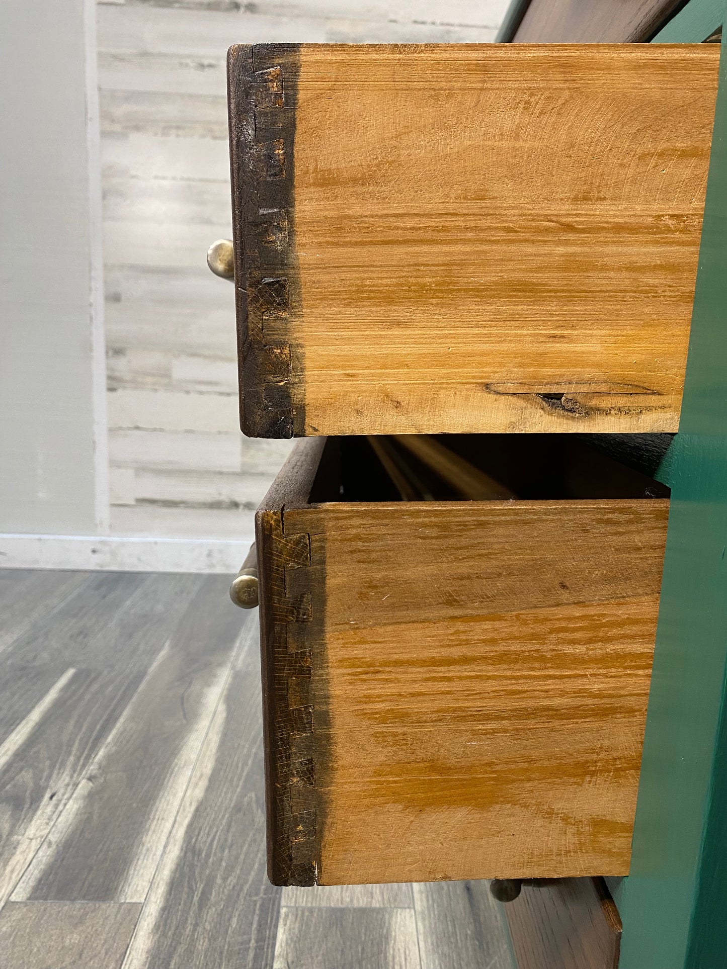 Antique Green & Wood Dresser