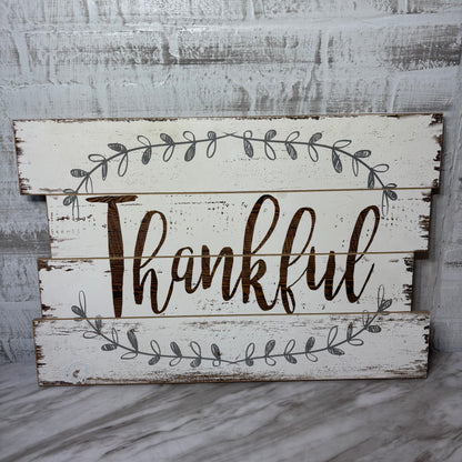 Rustic “Thankful” Sign