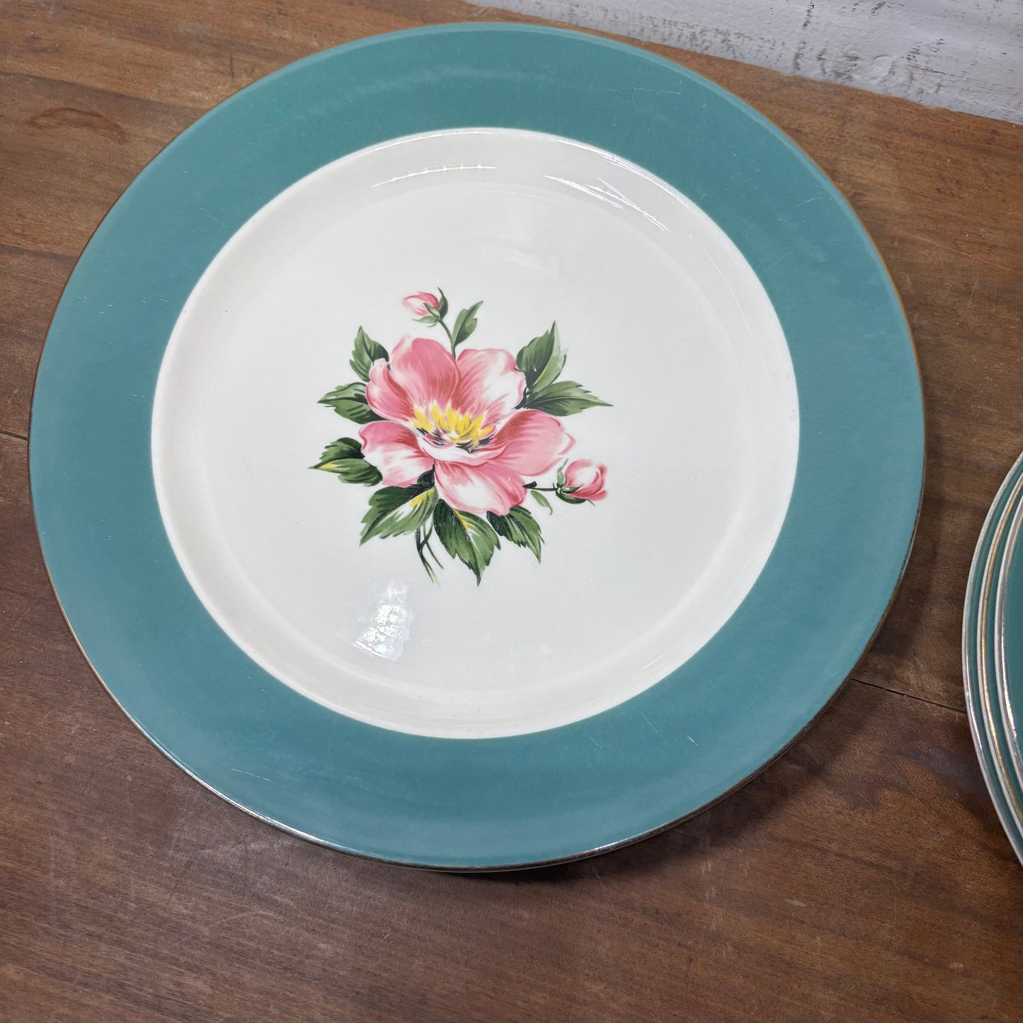 Vintage Homer Laughlin Century Green Plate/ Salad Bowl Set