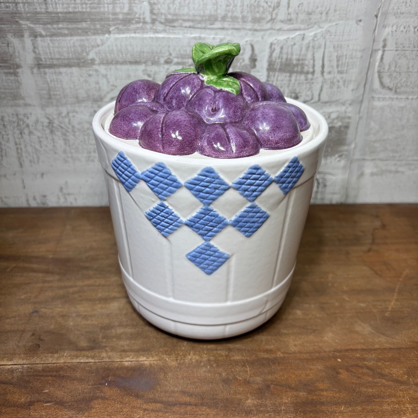 Vintage Treasure Craft Hopscotch Fruit Ceramic Plum Canister