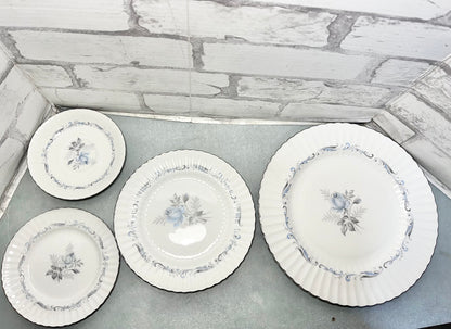 Vintage Paragon “Morning Rose” Silver Rim Dinner Dish Set Of 7