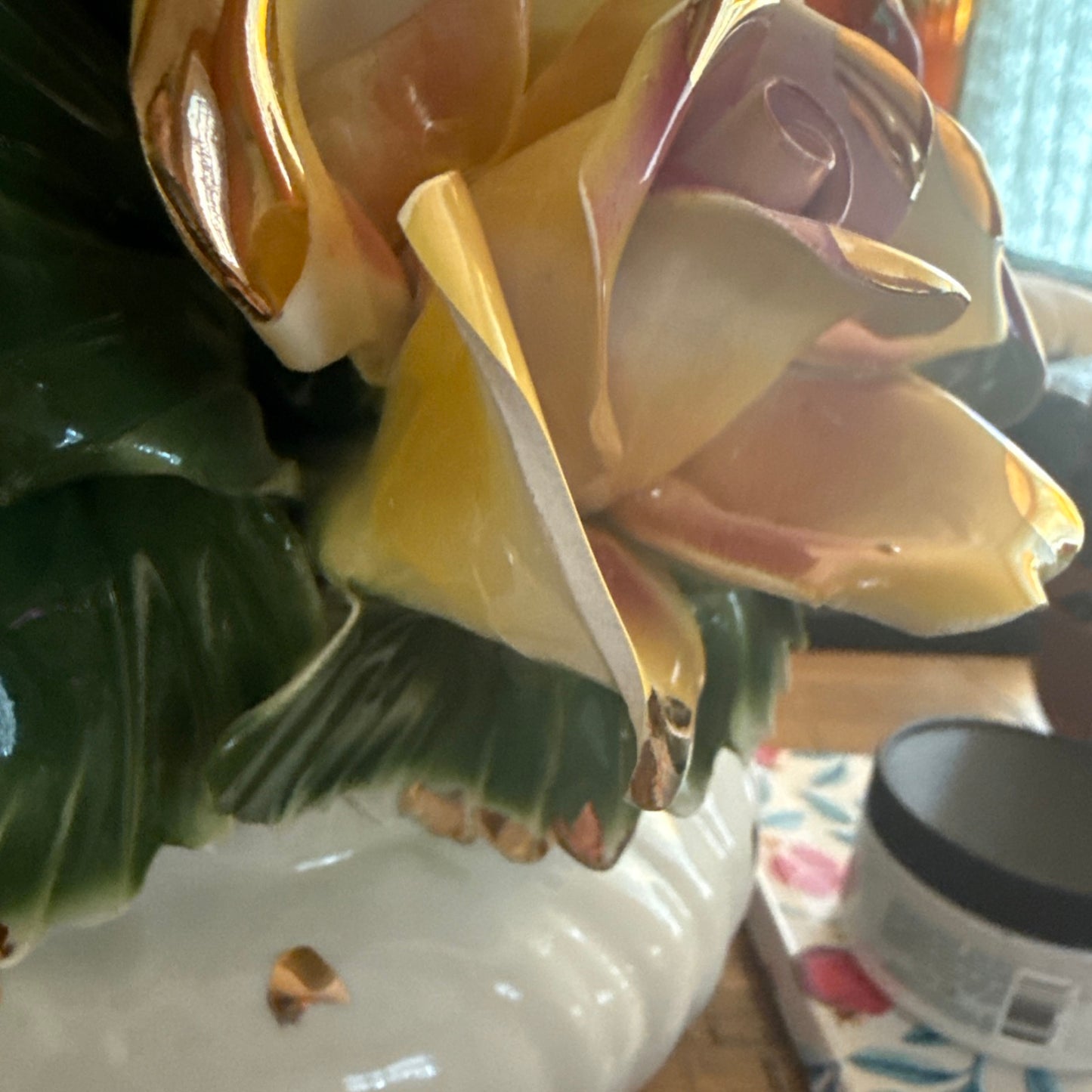 Italian Capodimonte Porcelain Flower Footed Floral Center Piece