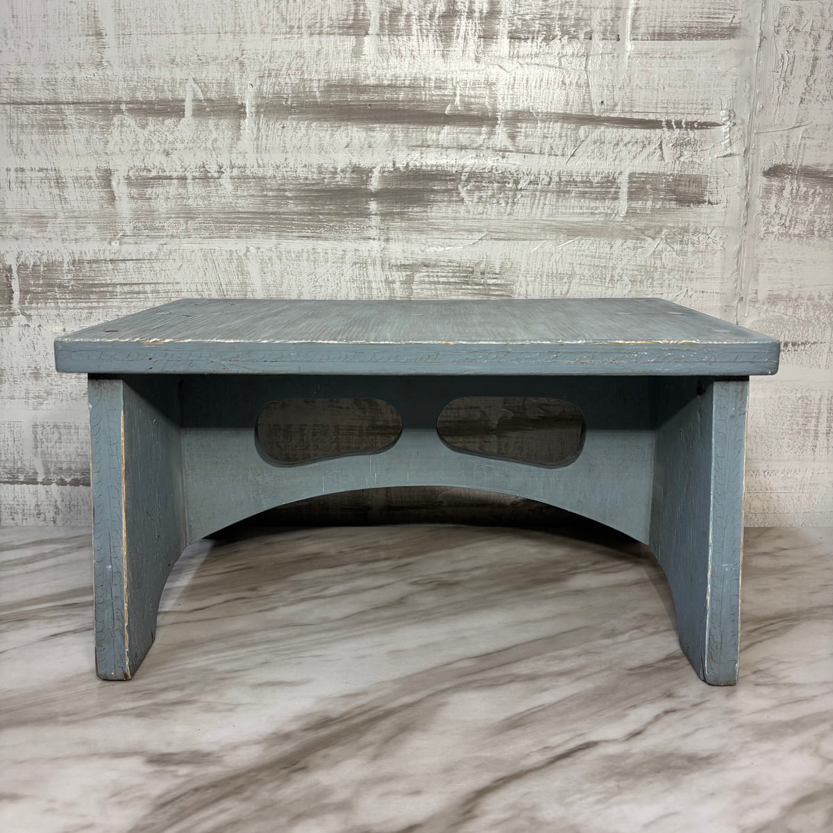 Vintage Primitive Wooden Blue/ Gray Step Stool