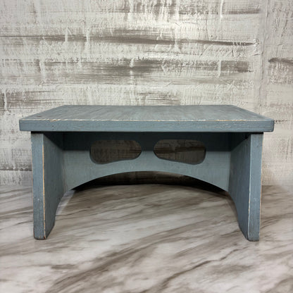 Vintage Primitive Wooden Blue/ Gray Step Stool