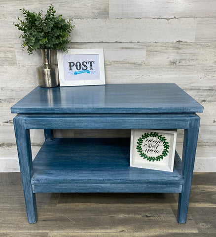 Solid Wood Blue Modern End Table