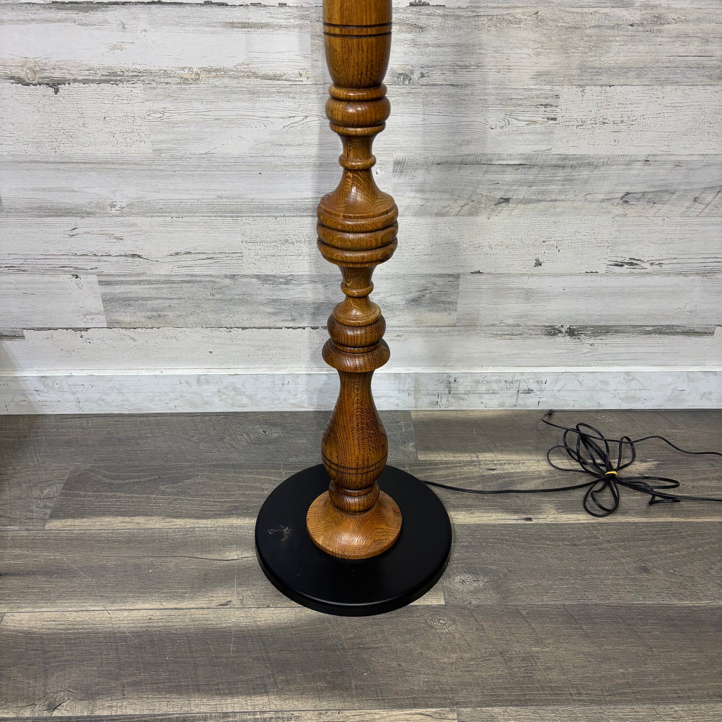 Mid century carved oak floor lamp