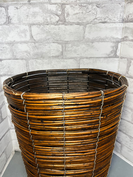 Rattan And Bamboo Tall Basket