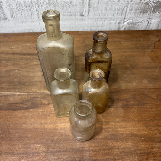 Antique Glass Bottle Set Of 5 #3