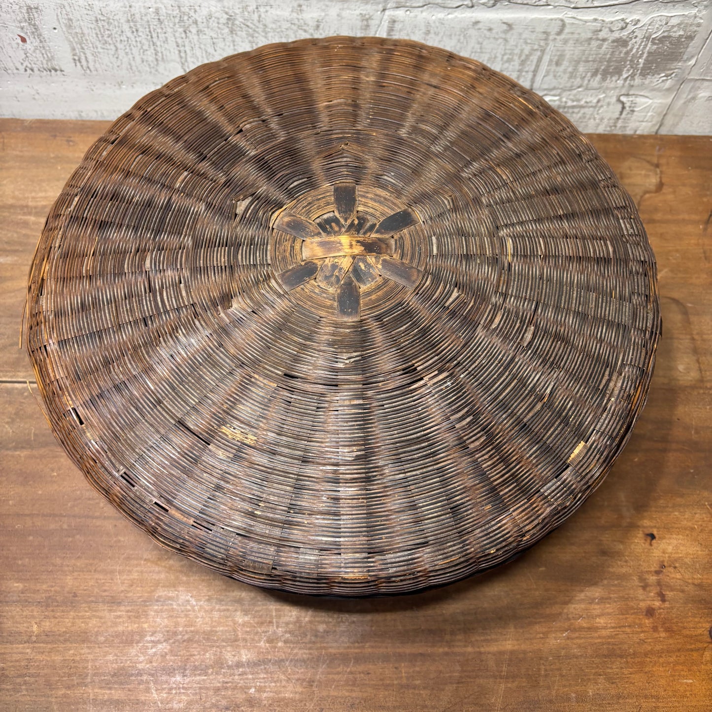 Vintage Woven Chinese Sewing Basket