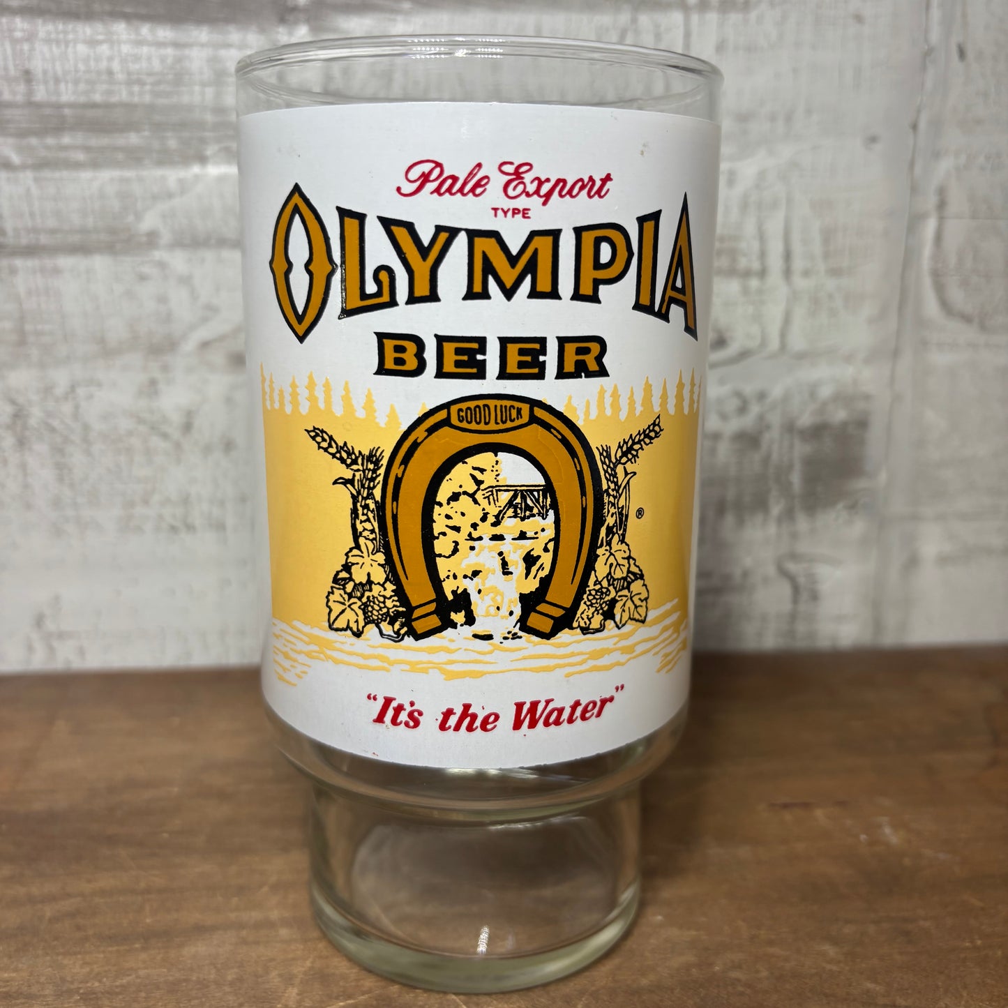 Vintage Olympia Beer Good Luck Horseshoe Glass