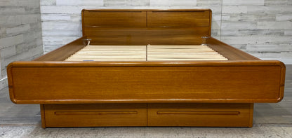 Mid Century Modern, Danish Style Teak Queen Platform Bed Frame