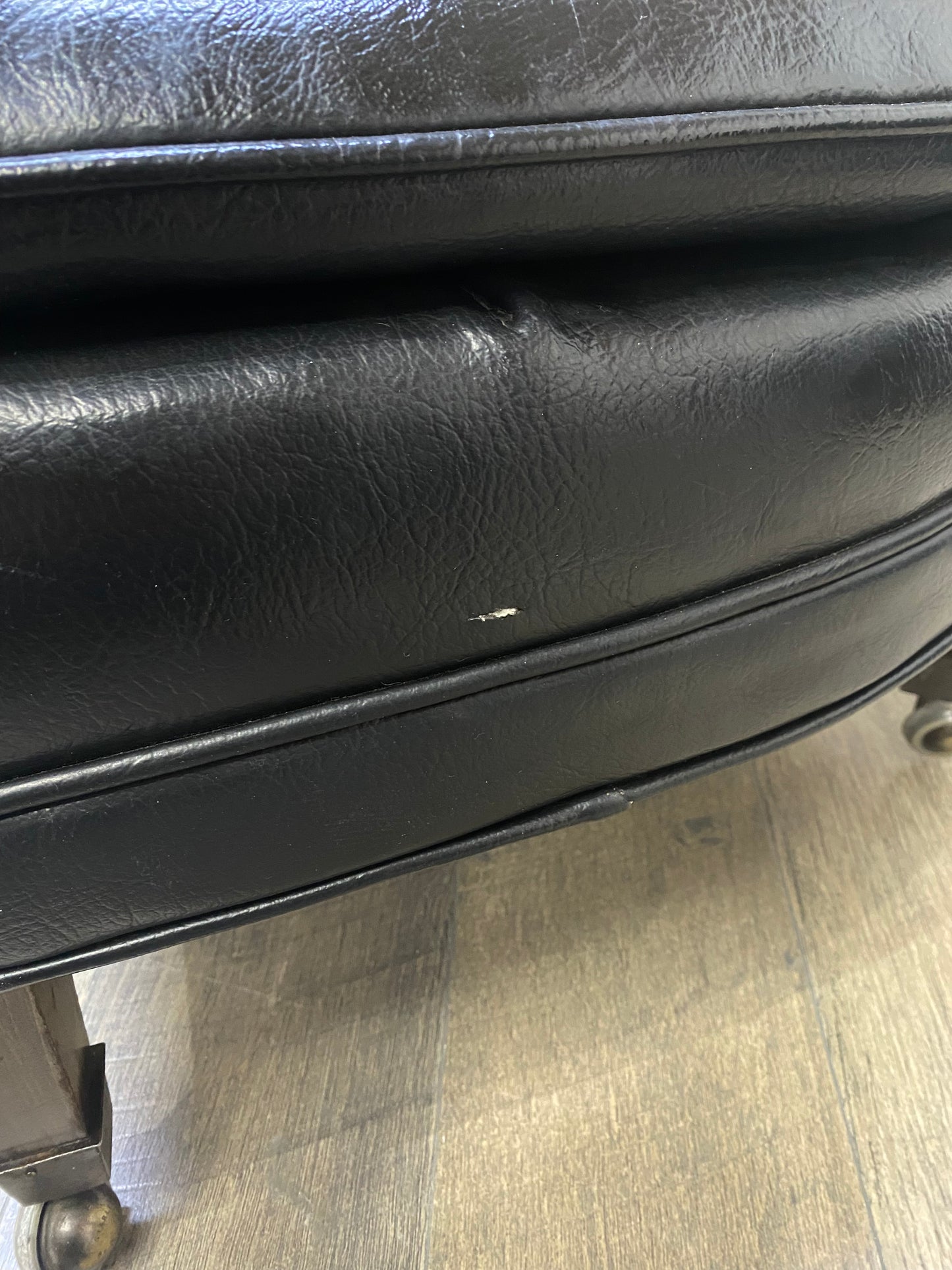 Mid Century Black Tufted Chair & Ottoman