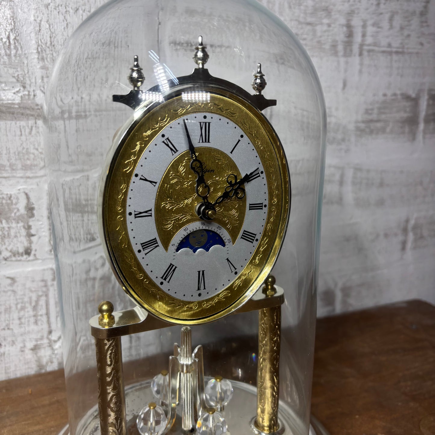 Vintage Elgin Gold Moon Phase Mantle Clock