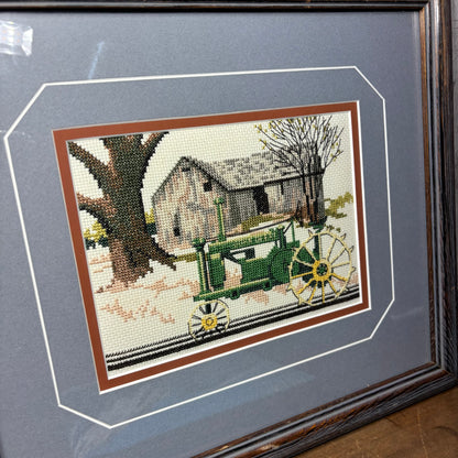 Vintage Cross Stitched John Deere Art