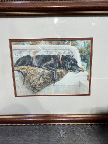 Framed Barbara Shipman Black Lab Painting