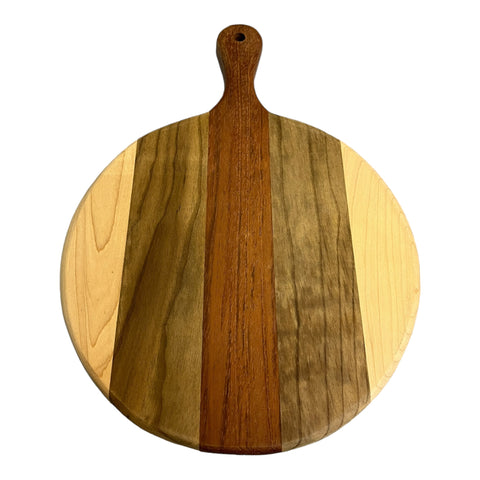 Modern Round Wood Cutting/ Charcuterie Board With Handle