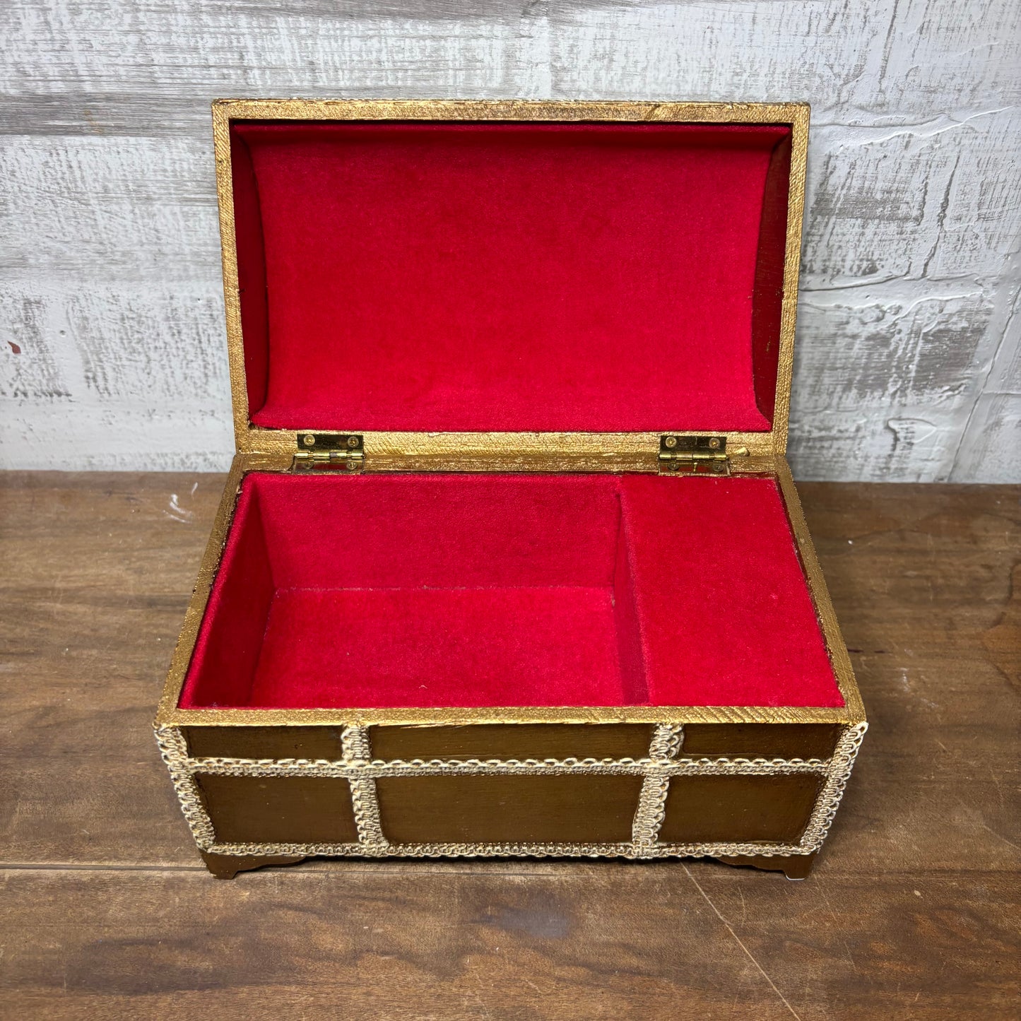 Vintage Wooden Silk Top Jewelry Box